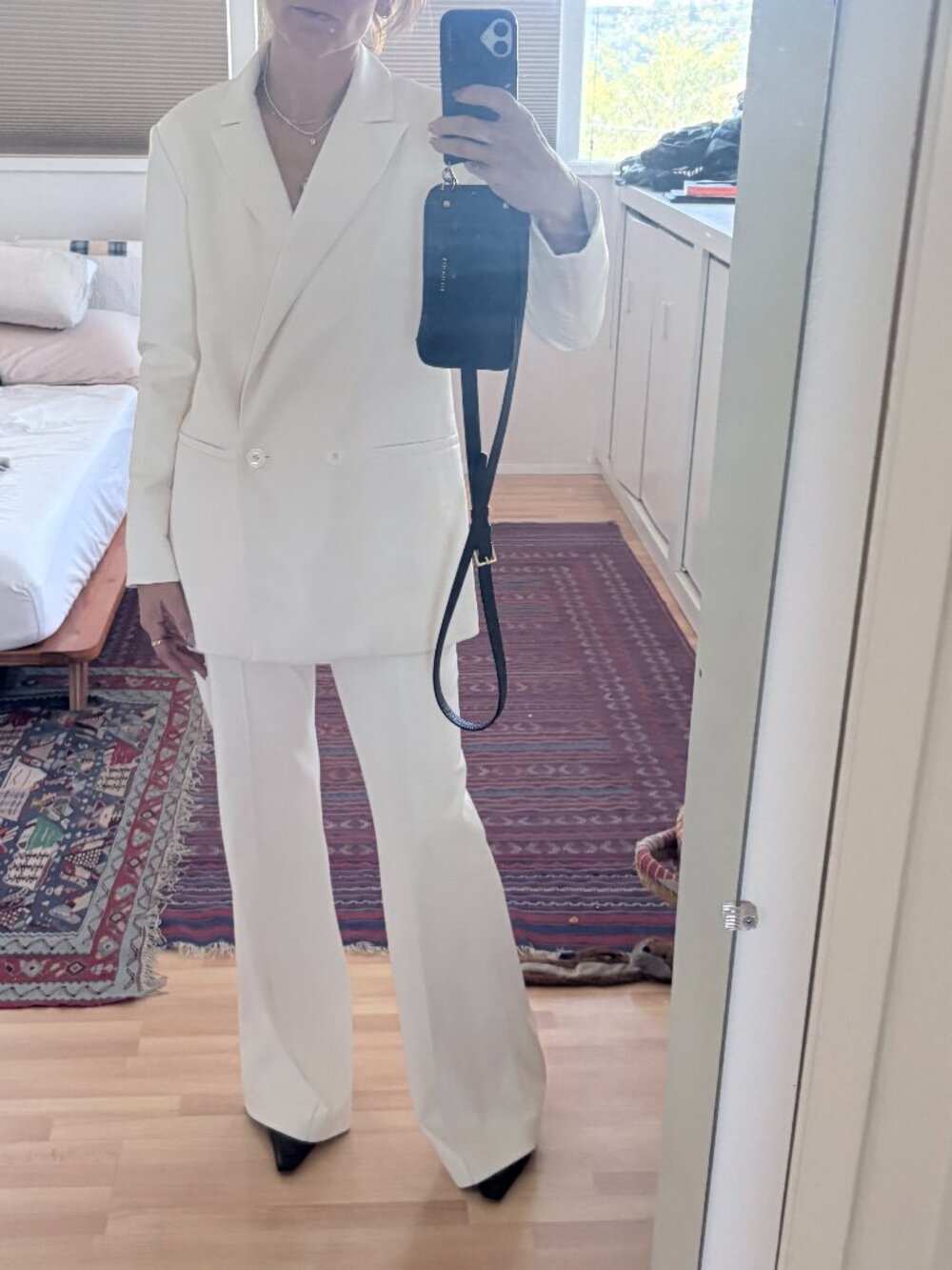 Alice & Olivia Ivory Vegan Leather Suit